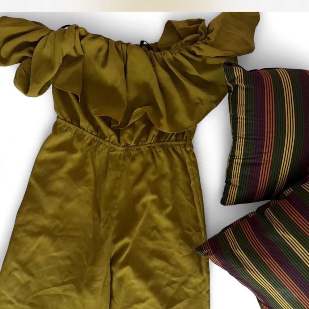 Elegant Olive Green Ruffled Jumpsuit